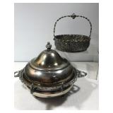 Victorian plated covered butter dish&plated basket Victorian plated covered butter dish&plated basket