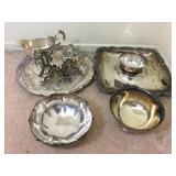 Silver plated trays , bowls , and more