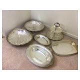 Silver plated bowls , trays , and more