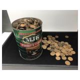 1 Lb. Coffee Can FULL of Lincoln & Wheat Pennies 1 Lb. Coffee Can FULL of Lincoln & Wheat Pennies