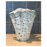 Turquoise/Blue Speckled Glass Vase