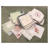 Vintage Handkerchiefs Some Monogramed Large Lot