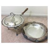 Silver Plated Chafing Dish and Plate