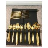 Gold plated silverware set