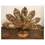 Italian Vintage Folding Fan Postcard Display Fan