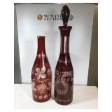 Ruby Cut to Clear Vintage Pattern Decanters Ruby Cut to Clear Vintage Pattern Decanters