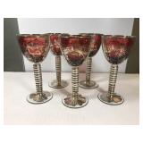 Vintage Silver Overlay Amythest Wine Glasses