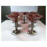 Vintage Silver Overlay Amythest Martini Glasses