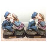 2 Meerchi Figurines of Sailor Boy and Girl Kissing