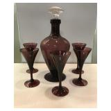 Amythest Tone Decanter & Liqueur Glasses Amythest Tone Decanter & Liqueur Glasses