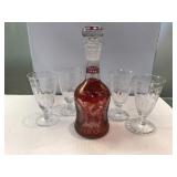 Vintage Bohemian Cut to Clear Decanter & Etched