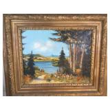 Paining On Canvas In Antique Frame- Signed Paining On Canvas In Antique Frame- Signed