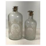 Antique Etched Dresser Bottle Set Antique Etched Dresser Bottle Set