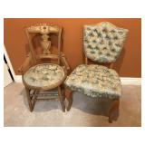 Eastlake Vintage Chair & Tuffed Chair Eastlake Vintage Chair & Tuffed Chair