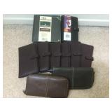 Assortment of leather wallets, address book, day