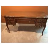 French Provincial Style Writing Desk w/ Glass Top