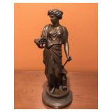 Vintage Bronze Spelter Woman Statue