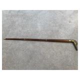 Vintage Wood & Brass Flask Cane Vintage Wood & Brass Flask Cane