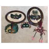 Vintage Convex Framed Feather Masks & More Vintage Convex Framed Feather Masks & More