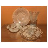 Etched Pattern Floral Vase , Cake Plate & More