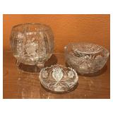 Cut Glass Floral Pattern Bowls