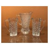 Cut Glass Pitcher & Tall Iced Tea Mugs