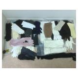 Large selection of gloves, opera gloves, leather