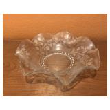 Floral Etched Large Glass Bowl