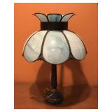 Vintage Blue Tiffany Styled Slag Glass Lamp Vintage Blue Tiffany Styled Slag Glass Lamp
