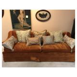 Vintage Rust Velvet Retro Sofa