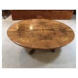 Oval Coffee Table with Inlayed Wood