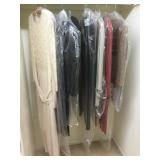 Assortment clothing, evening gown, pant suits &