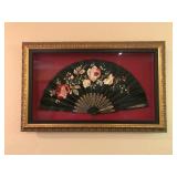 Asian Vintage Fan In Ornate Frame Asian Vintage Fan In Ornate Frame