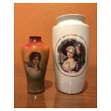 German Vintage Vases with Women Portrait