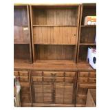 Vintage Wood Small Cabinet with Hutch