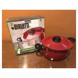 2 Bialetti Red 5 Quart Pasta Pots