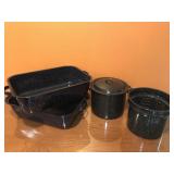 Rustic Enamelware Roaster & Pots