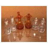 Vintage Orange Colored Glass w/ Stopper & More Vintage Orange Colored Glass w/ Stopper & More