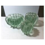 Murano Green Glass Jars