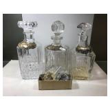 Vintage Cut Glass Decanters w/ Sterling Labels