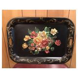 Vintage Hand Painted Metal Serving Tray Vintage Hand Painted Metal Serving Tray