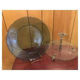 Blue Vintage Glass Serving Tray & Plate Blue Vintage Glass Serving Tray & Plate