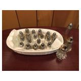 Vintage Salt & Pepper Shakers w/ Tray