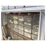 A shelf with different inbox with items for home A shelf with different inbox with items for home