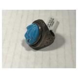 Sterling indian ring with carved frog size 10.5