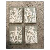 Japanese Cherub Tiles Set Of 4 Japanese Cherub Tiles Set Of 4