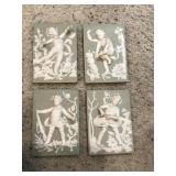 Japanese Cherub Tiles Set Of 4