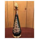 Green & Gold Painted Christmas Decanter