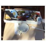A box with tools, furniture sliders and more A box with tools, furniture sliders and more