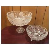 Cut Glass Vintage Pedistal Serving Bowl & More